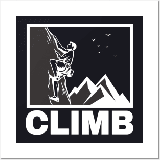 Climb Illustration Mountain Climber Posters and Art